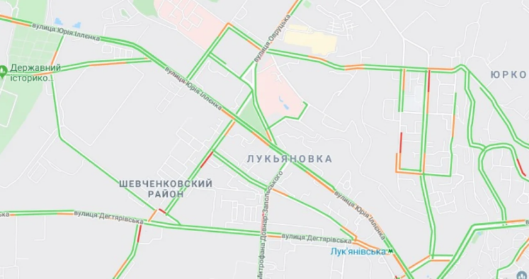 Прорив на Либідській викликав числені затори в столиці (карта транспортного колапсу) Screenshot_5-4 Прорив на Либідській викликав числені затори в столиці (карта транспортного колапсу)